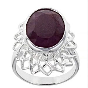 925 Sterling Silver Faceted Ruby Ring